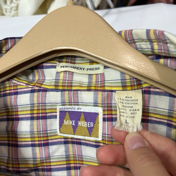 Mike Weber Flannel Pearl Snap Size Large Purple Pearl Snap Long Sleeve - Picture 3 of 5